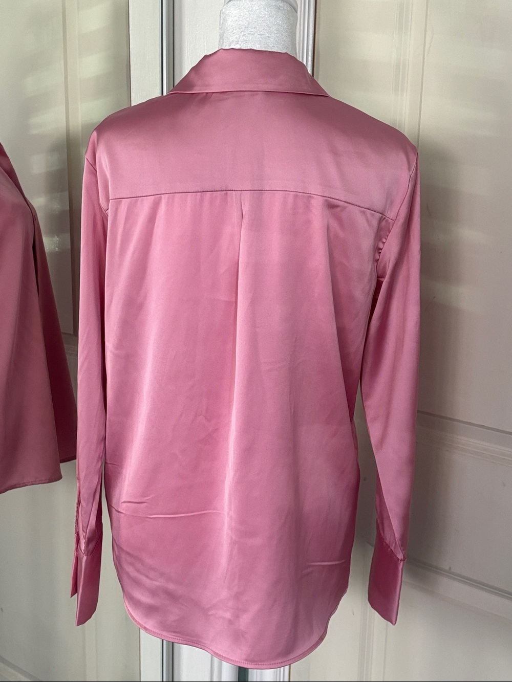 Rachel Zoe Satin Pink Button-Down Blouse w/ Scarf - Picture 3 of 5